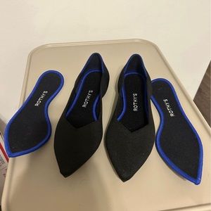 NEW Rothy’s Pointed Toe Flats Black 7.5 with Extra Insoles